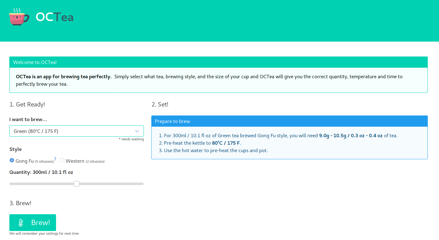 OCTea tea brewing app